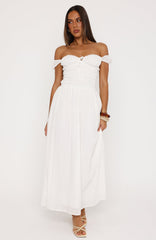 High Views Off Shoulder Maxi Dress White