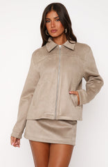 Like The Old Days Faux Suede Jacket Sand