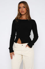 Notice Me Long Sleeve Top Black