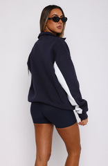 Jokes On You Zip Front Sweater Navy