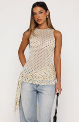 Pinch Me Tie Top Butter/Black Polka Dot