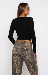 Give Me The Details Long Sleeve Top Black