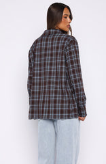 Might Be Time Button Up Shirt Blue/Chocolate