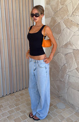 Clarissa Low Rise Wide Leg Jeans Mid Blue