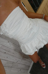 Flower Beat Strapless Mini Dress White