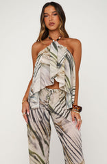 Eternally Lit Halter Top Stonewash