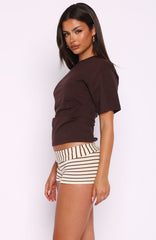 Destination Unknown Cinched Waist Boxy Tee Chocolate