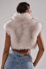 COCO CROPPED FUR VEST IN WHITE MULTI