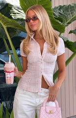 Business Babe Short Sleeve Shirt Pink/White Check