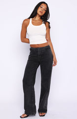 Jasmine Mid Rise Straight Leg Jeans Black Acid