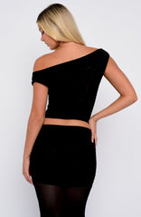 Need Your Heart Off Shoulder Top Black