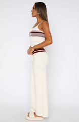 Keep Driving Knit Pants Burgundy Stripe