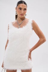 KELYN FUR MINI DRESS