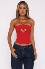 Never Love Again Strapless Bustier Red