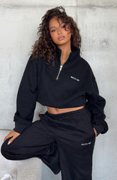 Test Drive Boxy Quarter Zip Sweater Black