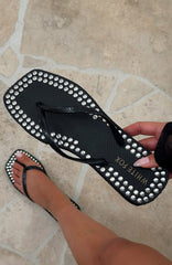 Eyre Studded Thong Sandals Black