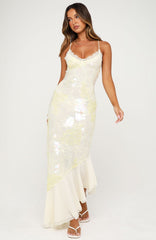 Seaside Darling Sequin Maxi Dress Lemon
