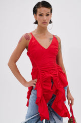 DROP IT RUCHED TANK TOP IN RED