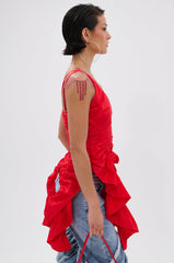 DROP IT RUCHED TANK TOP IN RED