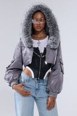 ITTY BITTY CROPPED BOMBER