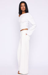 Kalaya Mid Rise Wide Leg Jeans Off White