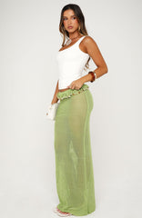 Hold Your Power Crochet Maxi Skirt Pistachio