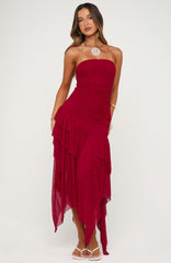 Venetian Dreams Strapless Midi Dress Dragonfruit