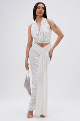 ALL OF THE GLAMOUR SLINKY MAXI SKIRT IN WHITE