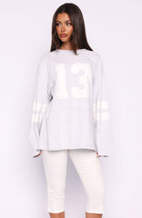 Playing Ball Oversized Long Sleeve Tee Grey Marle