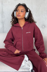 Test Drive Boxy Zip Front Hoodie Dark Cherry
