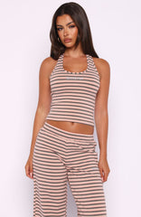 Looking Back Halter Top Pink Stripe