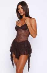 Only Tonight Lace Playsuit Chocolate