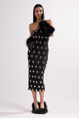 TIME AFTER TIME MIDI DRESS WITH METAL DETAILING