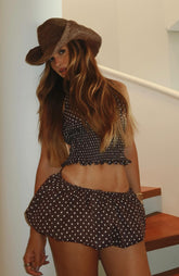 Runaway Heart Mini Skort Chocolate Polka Dot