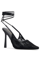 Sonnet Wrap Heels Black Lace