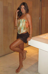 Cha Cha Knit Mini Skirt Chocolate
