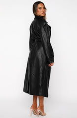 Do I Ever PU Trench Coat Black
