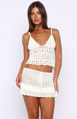 Journey Bound Crochet Mini Skirt Off White