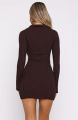 From Now On Long Sleeve Mini Dress Chocolate
