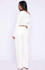 Kalaya Mid Rise Wide Leg Jeans Off White