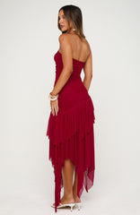 Venetian Dreams Strapless Midi Dress Dragonfruit