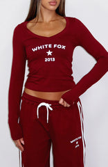 Found You Out Long Sleeve Top Burgundy