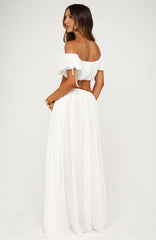 Flounce Flirt Maxi Skirt White