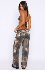 Actually Invested Mid Rise Lace Up Straight Leg Jeans Desert Mirage