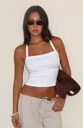 A Minute Later Ribbed Top White