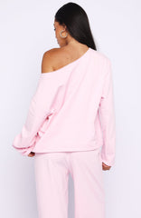 All A Dream Off Shoulder Oversized Long Sleeve Tee Pink
