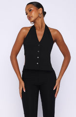All I Needed Halter Top Black