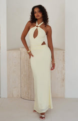 Beautiful Inside Out Halter Maxi Dress Lemon