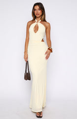 Beautiful Inside Out Halter Maxi Dress Lemon