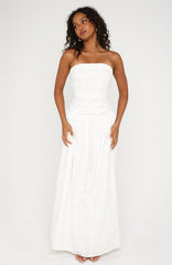 Bittersweet Babe Strapless Broderie Maxi Dress White